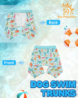 CuteBone Dog Swim Trunks Swimsuit Durable & Comfortable - Quick-Dry, Adjustable Waistband Shorts, UV Protection Bikini- Perfect for Beach, Pool & Outdoor Fun, Dinos DST11XL