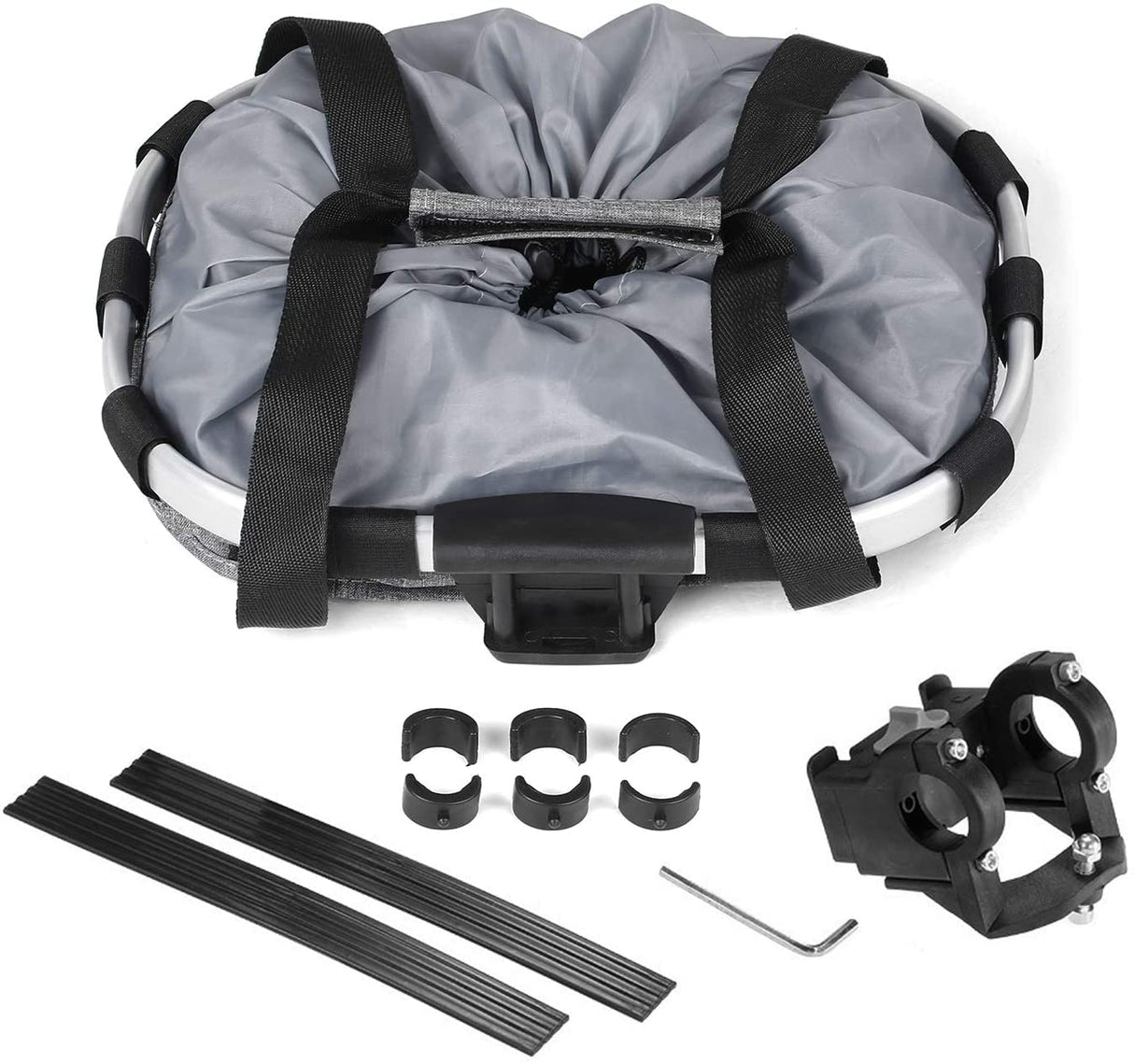 ENASGLOO Detachable Bike Basket, Dog Cat Bicycle Handlebar Front Bag Pet Carrier with 5 FT Dog Leash for Cycling, Shopping, Picnic, and Outdoor (Gray)