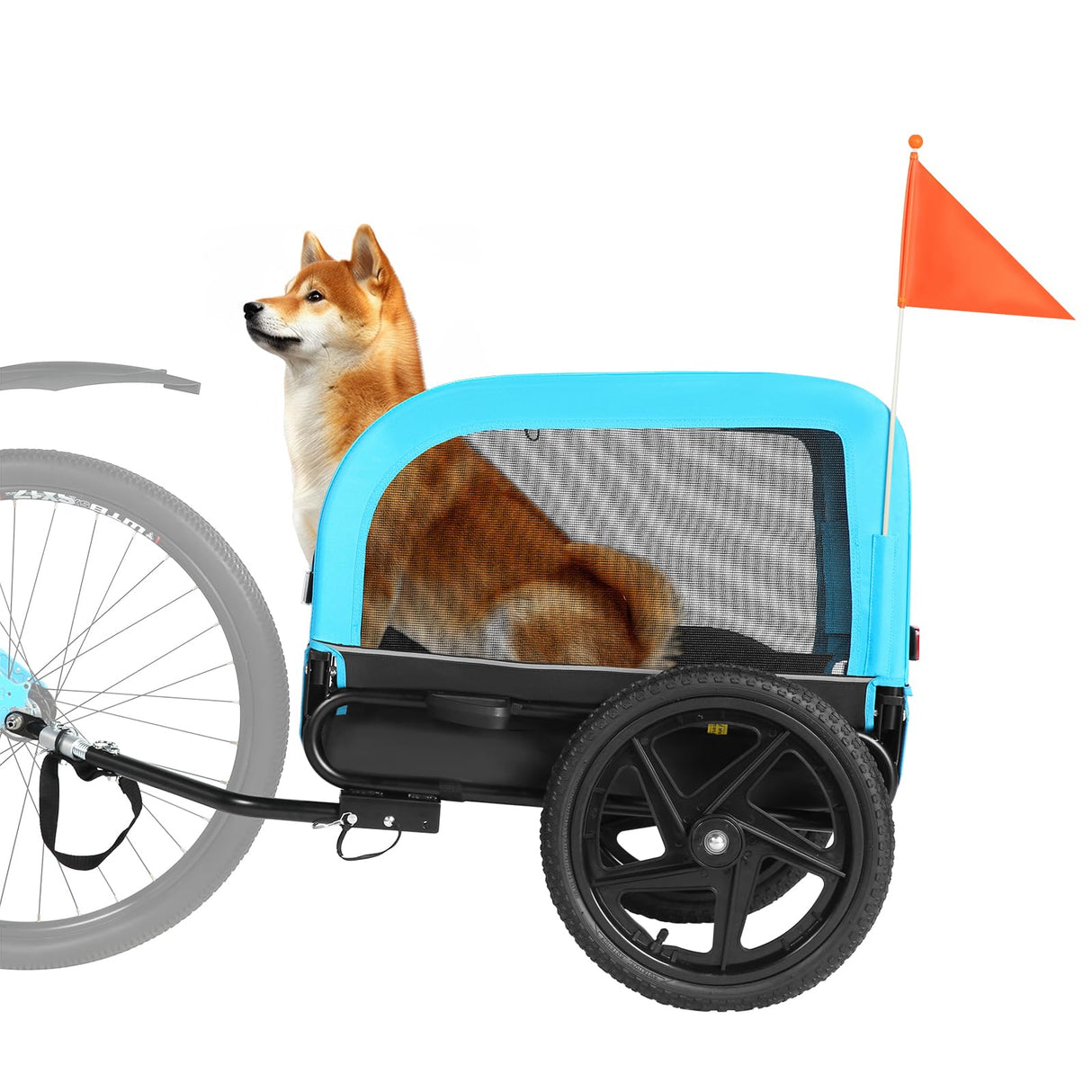 Sepnine Dog Bike Trailer, Dog Cart for Bicycle, Suitable for Small and Medium Pets, Easy Folding Cart Frame, Quick Release Wheel, Non-Slip Floor, Internal Leash, 66LBS