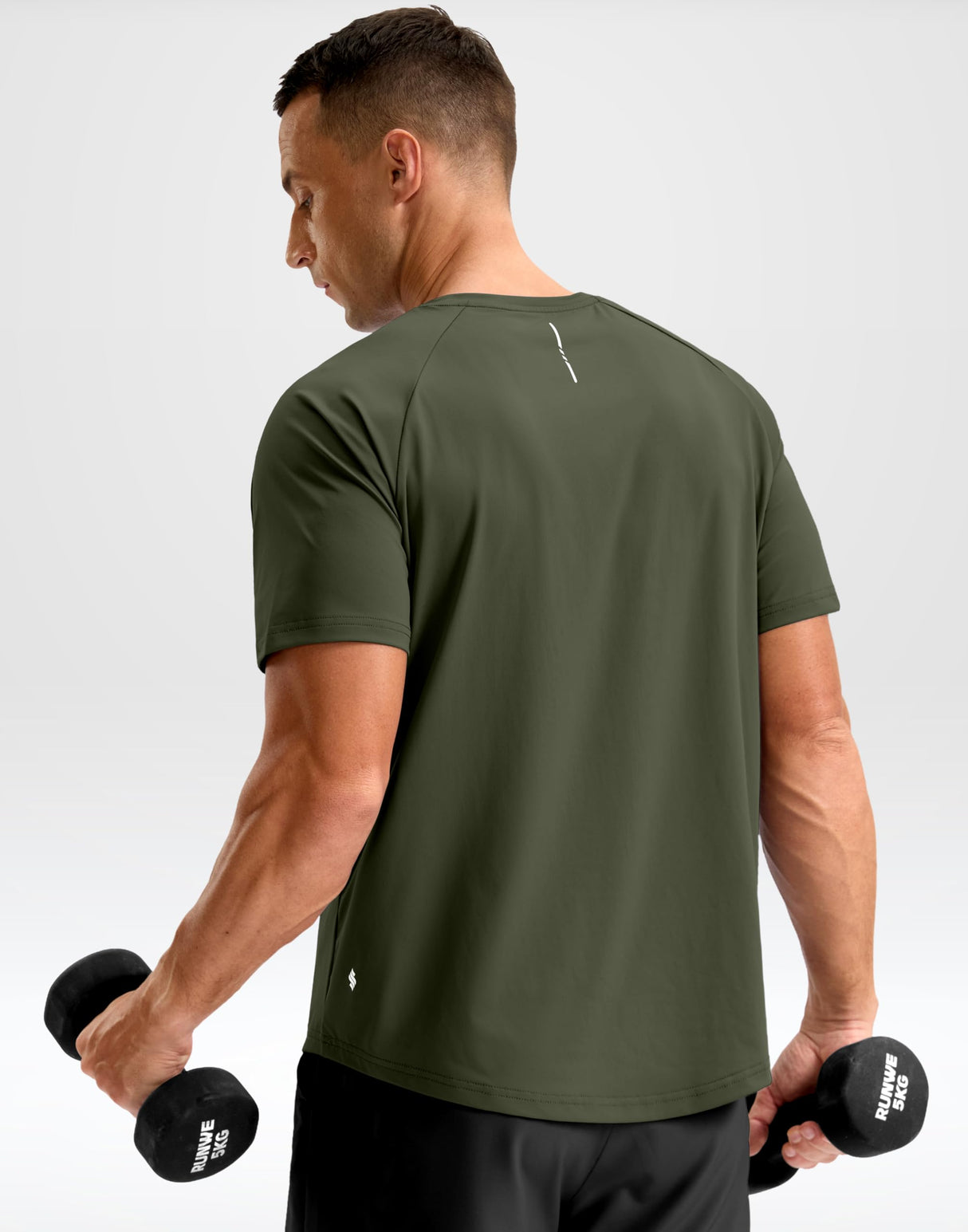 Soothfeel Mens Workout Shirts Quick Dry Athletic Running T-Shirts Short Sleeve Cooling Moisture Wicking Gym Active Tee Tops Olive L