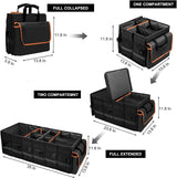 Car Trunk Organizer and Storage with Lid & Removable Leakproof Cooler Bag, Car Accessories 6 Removable Dividers for Custom Space, Collapsible Large Trunk Organizers Interior for SUV Sendan with Cover