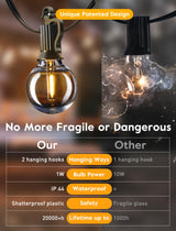Brightown 200FT LED Outdoor String Lights - Patio Lights with 100 Shatterproof Clear Dimmable Edison Bulbs, Waterproof Connectable Hanging Lights for Outside Backyard Porch Party Christmas Decoration