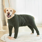Dog Coats Autumn Winter Jumpsuit for Large Medium Dogs, Warmer Polar Fleece Dog Bodysuit Lightweight Pajamas, Pullover Stretchy Cold Weather Clothes (Dark Green, 5XL)