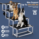PetRuna Extra Wide Dog Stairs for Large Dogs, Foldable Dog Ramp for Car with Non-Slip Surface, Dogs Stairs for Cars, High Beds, Truck, Supports up to 250 lbs, 4 Steps