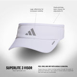 adidas Women's Superlite Visor – Lightweight Moisture-Wicking Running Tennis Hat, White/Silver Metallic/3, OSFA