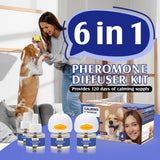 TachengMc Dog Calming Pheromones Diffuser, 6 in 1 Kit Appeasing Pheromone Diffuser to Calm Dogs, Dog Anxiety Relief Lasting 120 Days with 2 Diffuser + 4 48ml Refill