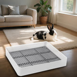 Seuqhck 2 Pack Rabbit Litter Box with Grate, Large Shallow Bunny Litter Box Tray Plastic Guinea Pig Training Pan for Small Animals, Hamster, Hedgehog, Chinchillas, 14.5 x 11.6 x 2.5 Inch