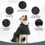 Nanaki Small Dog Raincoat with Leash Hole, Reflective Pet Hooded Rain Ponchos for Rainny Snow Foggy Days,Windproof Waterproof Dog Coat Jacket Vest for Outdoor Hiking Walking Hunting Black S