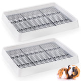 WUWEOT 2 Pack Large Rabbit Litter Box, Shallow Bunny Restroom Litter Tray, Small Animals Litter Pan Toilet Potty Trainer with Grate for Rabbit Hamster Ferret Rats Guinea Pigs Hedgehog Chinchillas