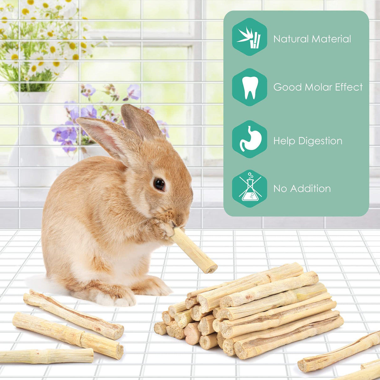 Bissap 910g/2Ib Sweet Bamboo Chew Sticks for Rabbits, Bunny Molar Treats Snack for Small Animals Hamsters Chinchillas Guinea Pigs Squirrels Natural Teeth Grinding Toys