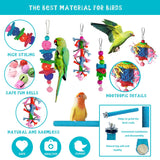 Sysmashing 23pcs Bird Parakeet Cockatiel Toys,Parrot Swing Chewing Hanging Toy with Safe Bells,Bird cage Colorful Climbing Standing Rope Natural Wood Ladder Bungee Toys