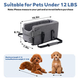 Dog Car Seat for Small Dogs - Portable Center Console Booster Seat with Anti-Collapse Design & Safety Tethers, Pet Travel Carseat Up to 15 lbs- Black