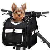 VENFOREST Dog Bike Basket, Foldable Pet Bike Carrier Backpack with Safety Strap, Waterproof Pet Bike Basket Suitable for Small Cats Kitten Puppy Dogs （New Black）