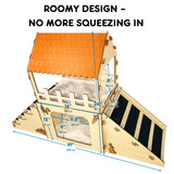 OtterPets Extra Large Bunny Hideout, Cozy Rabbit Castle with Fleece Mats, Wooden Rabbit Hideout, Bunny House Indoor Indoor, Chinchilla, Guinea Pig House (Pet Safe Wood Joints)