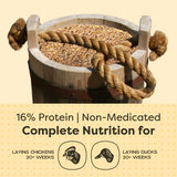Scratch and Peck Feeds Whole Grain Layer Mash + Corn Chicken and Duck Feed - 40 lbs Bag - Soy-Free - 16% Protein, Certified Organic and Non-GMO Project Verified Chicken Food
