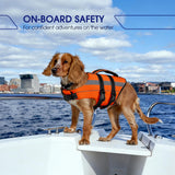 FUAMEY Life Jacket for Large Dogs, Ligjtweight Dog Life Vest for Swimming Pool, Dog Life Preserver with Handle & Reflective Strips, Orange, XXL