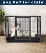 Waterproof Leather Dog Bed Crate Mat, Durable Pet Mattress for Medium Dogs, Wipeable Easy to Clean Black Vinyl Pad
