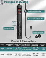 AHJ Aquarium Heater for 40-55-75 Gallon, 300W Submersible Fish Tank Water Heater with Accurate Temperature Control, Over-Temp Protect, Auto Shut-Off, Quick Heat up for Saltwater & Freshwater
