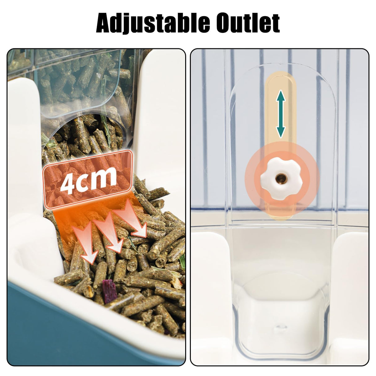 Hanging Automatic Food Dispenser, 27oz Large Capacity Hanging Pet Cage Feeder for Rabbit Bird Chinchilla Hedgehog Guinea Pig Ferret Kitty Puppy (Blue)