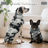 DENTRUN Extra Large Warm Dog Jacket - Windproof Water Repellent Reflective Coat, Adjustable Plush Turtleneck, Easy Wear Fleece Lined Cold Weather Vest for Great Dane, White Camo, XXXL