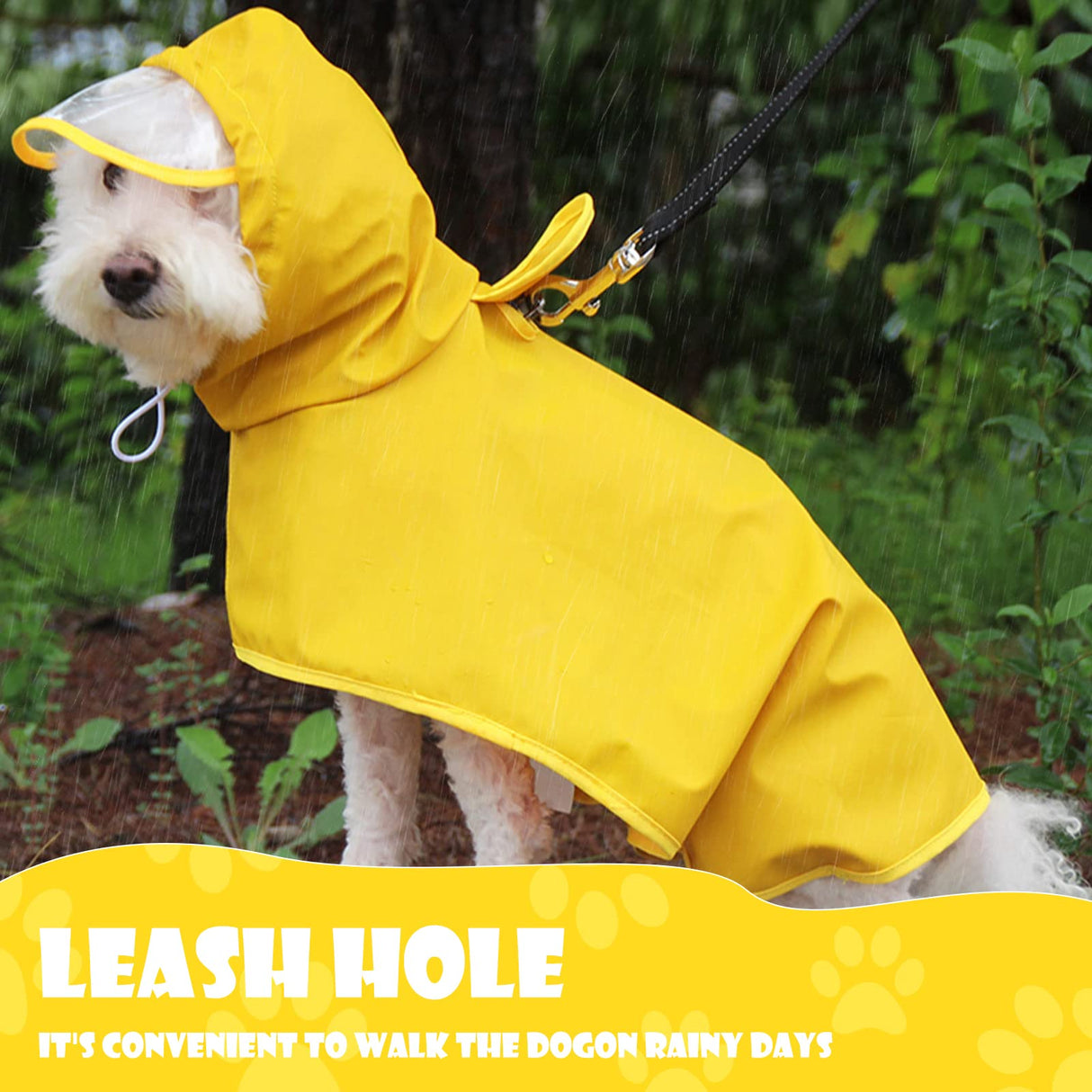 LUZGAT Dog Raincoat for Medium Dogs, Dog Rain Jacket with Clear Hooded, Waterproof Dog Rain Coat with Adjustable Belly Strap, Dogs Safety Vest for Outdoor Adventures Walking(Yellow,M)