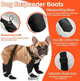Dog Suspender Boots, Large Dog Rain Boots, Waterproof Doggy Winter Boot Snow Pants, Paw Protectors Legging Shoes with Suspenders,Anti-Slip Reflective Rain Boot for Walk Hike Outdoor Snowy(M,Blacke)