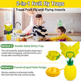 Fruit Fly Trap with Sticker, Upgrade Effective Fly Catcher Gnat Traps for Indoor with Yellow Sticky Pads, Non-Toxic Reusable Gnat Killer Fruit Fly Catcher with Bait for Home, Kitchen, Plant - 6 Pack