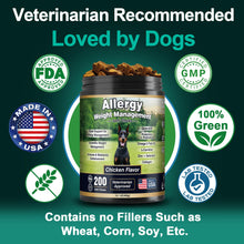 Load image into Gallery viewer, Dog Allergy Relief Chews Itching Skin is Human Multivitamin Pet Allergy Anti Itch Paw Relief and Immune Dog Chews Bites Antihistamine for Dogs Itching and Licking Weight Loss Management Support 200
