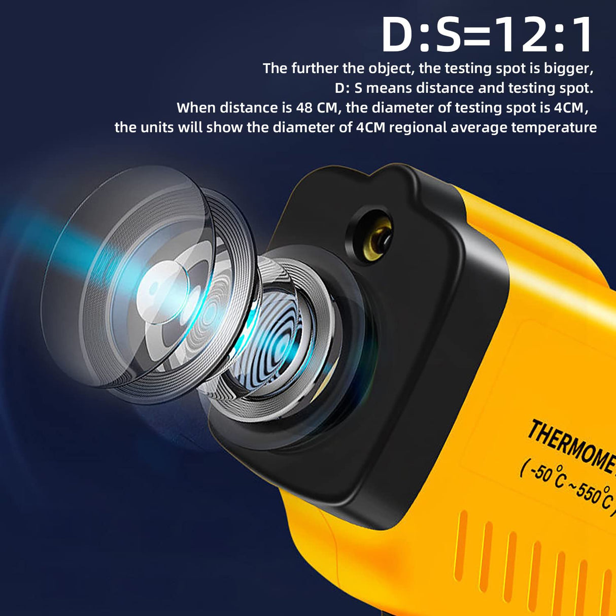 BSIDE Infrared Thermometer Non-Contact Digital Laser Temperature Gun Adjustable Emissivity -58℉-1022℉ (-50℃-550℃) for Cooking Grill Food Kitchen Automotive and Industrial
