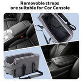 Dog Car Seat for Small Dogs - Portable Center Console Booster Seat with Anti-Collapse Design & Safety Tethers, Pet Travel Carseat Up to 15 lbs- Black