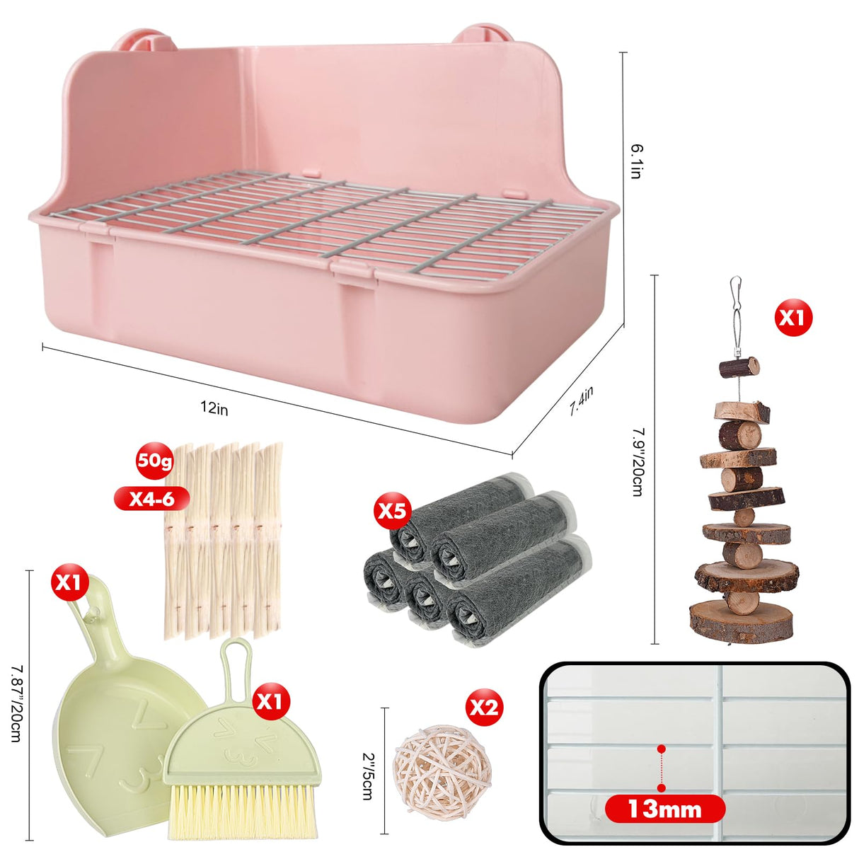 RUBYHOME Rabbit Litter Box Bunny Litter Box Guinea Pig Potty Trainer Corner Bedding Pet Potty Pan for Rabbit Guinea Pig Ferret Small Animal Cage Accessories