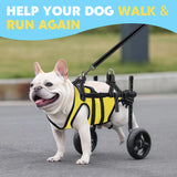 LOKSHUN Small Dog Wheelchair for Back Legs, Adjustable Rear Leg Mobility Support for Small Dogs up to 22 lbs, Lightweight Dog Mobility Cart with 2-in-1 Leash, LED Light, Heavy-Duty Wheels (Yellow-S).