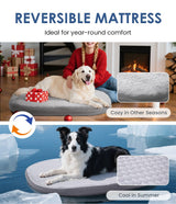 bilypaws Orthopedic Dog Bed for Large Dogs, Pet Sofa Bed with Egg Crate Foam, 4-Sided Bolster, Removable Washable Cover & Anti-Slip Bottom, Large Light Gray
