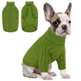 Queenmore Dog Sweater, Knit Turtleneck Long Sleeve Pet Sweater for Winter, Soft Warm Pullover with Stylish Patterns, Comfortable Cozy Dog Clothes for Small Dogs Puppy Chihuahua Yorkie (Green,XS)