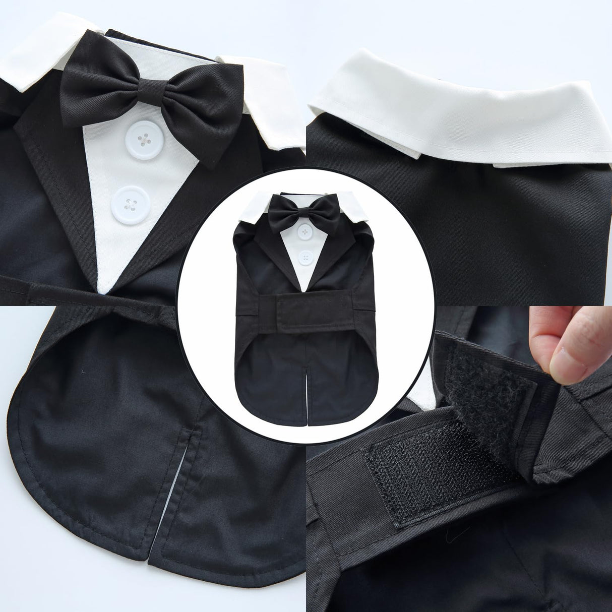 DOTEYAYP Puppy Tuxedo with Detachable Bowtie Prom Wedding Formal Wear Prince Costume for Small Dog (Large, Black)