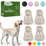 EVA Dog Shoes- Non-Slip Waterproof Dog Booties for Snow Winter, Easy ON & Off, Reflective Adjustable Pet Boots & Paw Protectors, Rugged Sole for Small Medium Large Dog Outdoor Walking (Beige,XL)