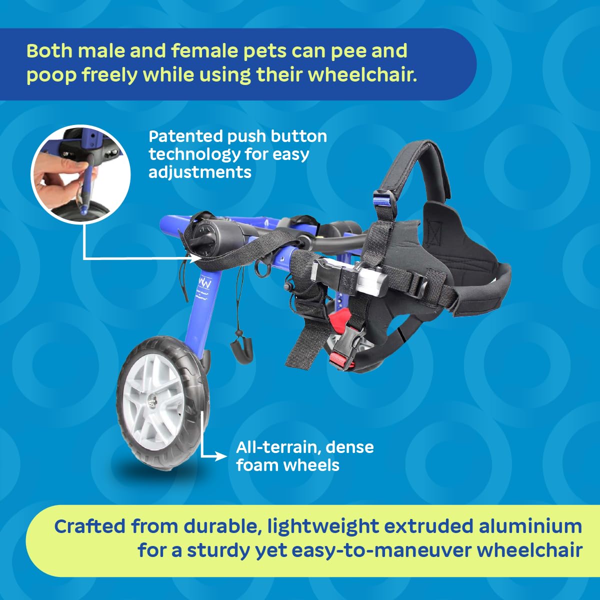 Walkin' Wheels Dog Wheelchair - for Medium Dogs 26-49 lbs - Veterinarian Approved - Dog Wheelchair for Back Legs