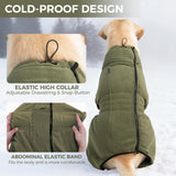 Mihachi Dog Snow Jacket Dog Coat Soft Fleece Pullover Pajamas, Pet Windproof Warm Cold Weather Jacket with Zipper, Reflective Jumpsuit Apparel Outfit Clothes for Small Dog, Army Green S