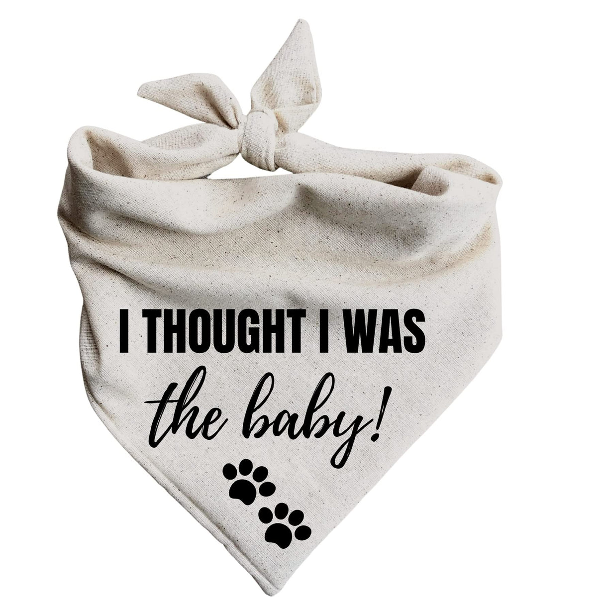 Dog Bandanas Pregnancy Announcement I Thought I was The Baby! Paw Prints Oatmeal Beige (Large)