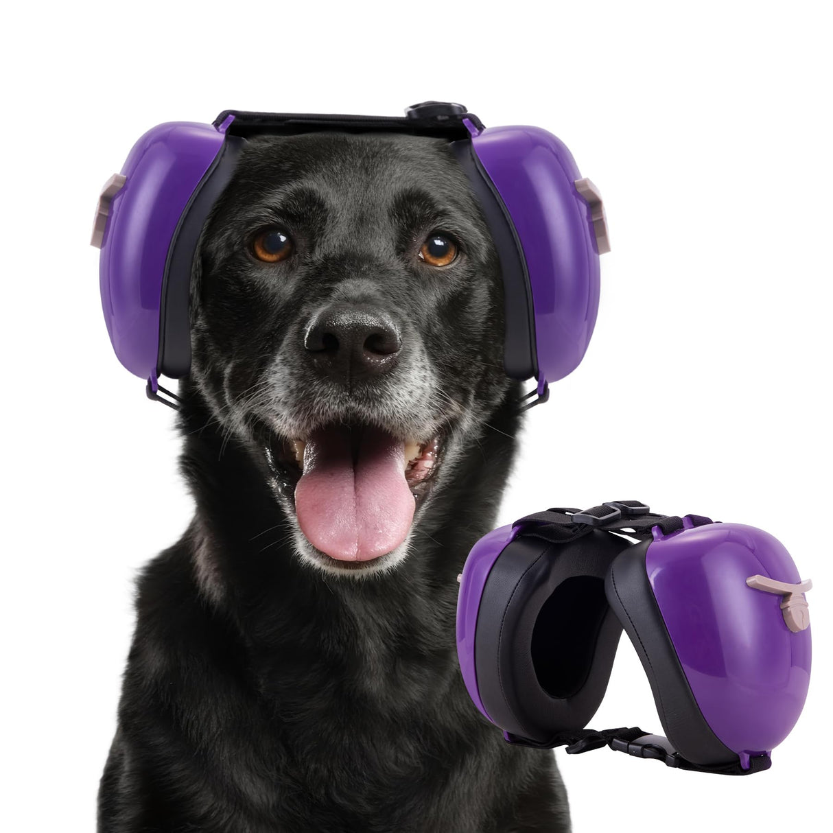Famikako New Dog Ear Muffs for Noise Protection - 30dB NRR Dog Headphones, Noise Cancelling Hearing Protection Upgraded Design with Bell Accent (Purple, Large)