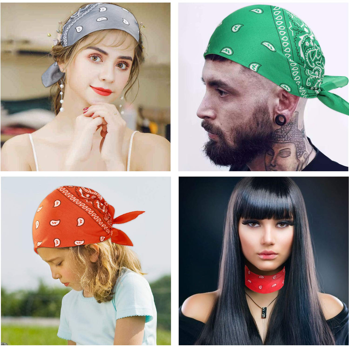CECIAOAIME 16 Pcs Bandanas Multi-Purpose Bandana Headbands Party Outdoor Head Scarf 22x22 inch Handkerchiefs for Women Men