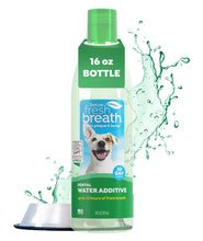 Load image into Gallery viewer, TropiClean Fresh Breath Water Additive for Dogs, Dog Breath Freshener and Teeth Cleaning Solution, No Toothpaste or Toothbrush Required, 16oz.
