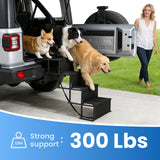 Extra Wide 4 Steps Dog Vehicle Ramps | Portable Non-Slip Pet Stairs for Cars, Trucks & SUVs | Folding Dog Ladder for High Beds | Supports Up to 200 Lbs