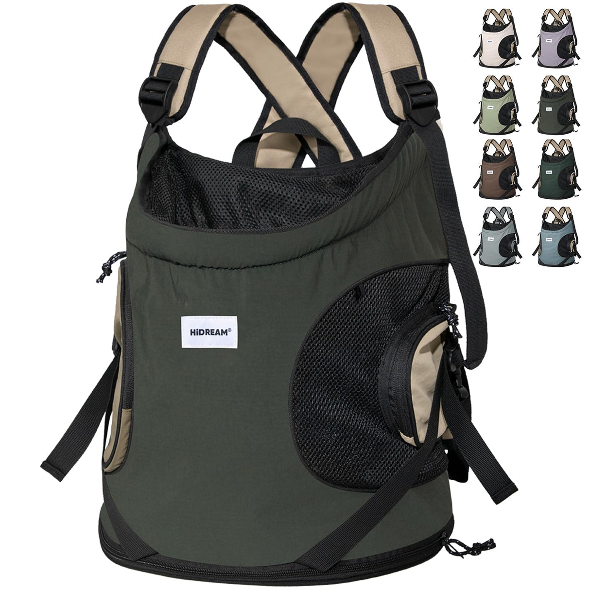 ETIAL Pet Dog Cat Carrier Front Chest Backpack, Hands Free Cross Shoulder Sling Bag with Padded Bottom & Safety Strap for Puppy Kitten Travel Hiking and Outdoor Use (8-18lbs,Grey)