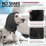 AOFITEE Dog Calming Hoodie, Anti-Slip Headband for Dog Hematoma, Adjustable Dog Ear Muffs Cover for Noise Anxiety, Dog No Shake Ear Wrap for Grooming, Fireworks, Thunderstorms, Drying, Grey XL
