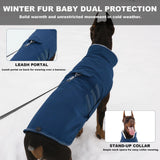 Mklhgty Extra Warm Dog Coat, Waterproof Dog Winter Jacket with Leash Portal, Fleece Reflective Pet Snow Vest for Small Medium Large Dogs - Blue - XL