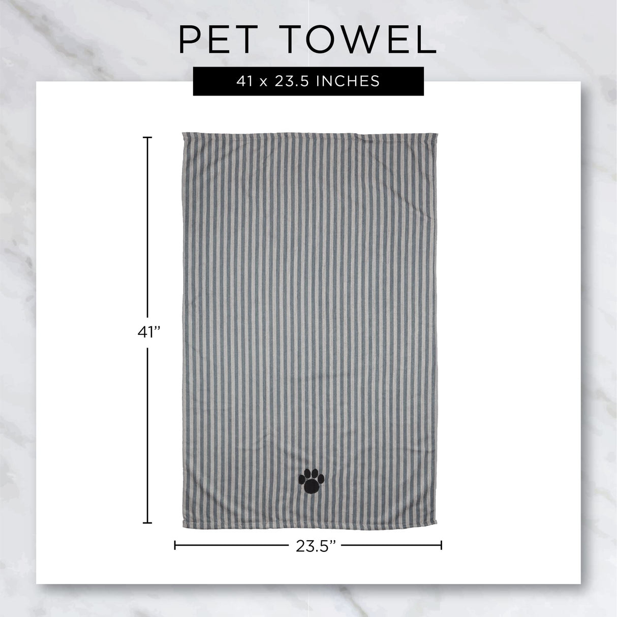 Bone Dry Pet Grooming Microfiber Towel, Striped Collection, X-Large, 41x23.5", Rose