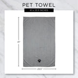 Bone Dry Pet Grooming Microfiber Towel, Embroidered Collection, X-Large,41x23.5, Lavender