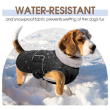 FUAMEY Warm Dog Coat for Cold Weather, Waterproof Large Dogs Jackets Fleece Lined, Adjustable Doggy Thermal Vest Sleeveless, Pet Winter Snowsuit Windpproof (Black, L)