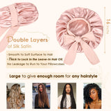 Adjustable Satin Bonnet for Sleeping Women Double Layer Hair Wrap Reduce Friction Prevent Frizz Natural Curly Hair, Blush Pink